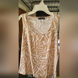 NEW Slinky Brand Beige Zebra Print Tank Top